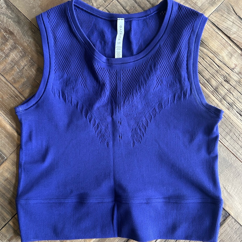 Athleta Purple/Blue Seamless Knit Crop Tank Top